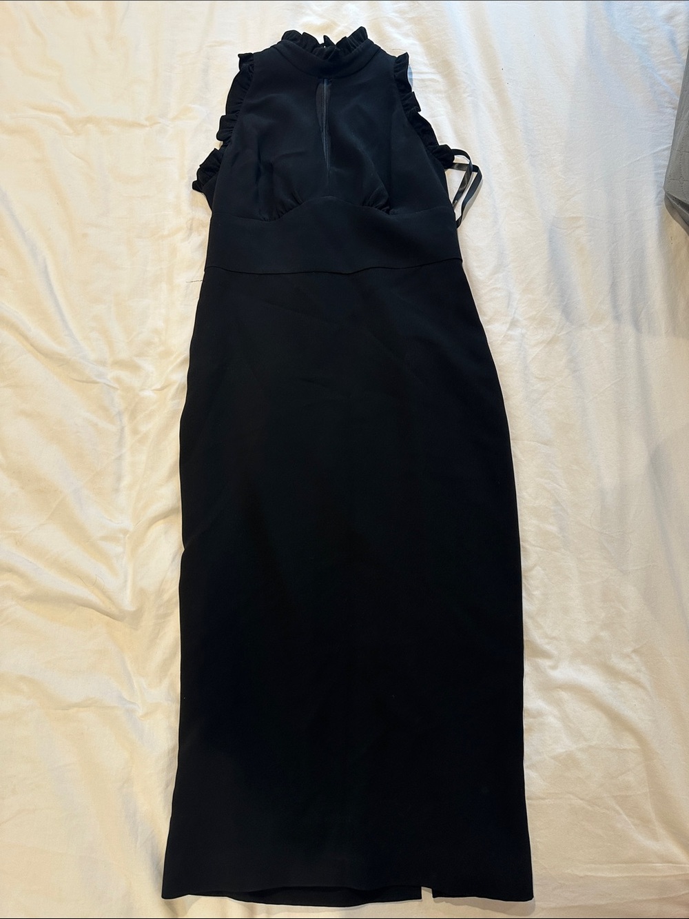 Shoshanna black dress ruffle neck size 0